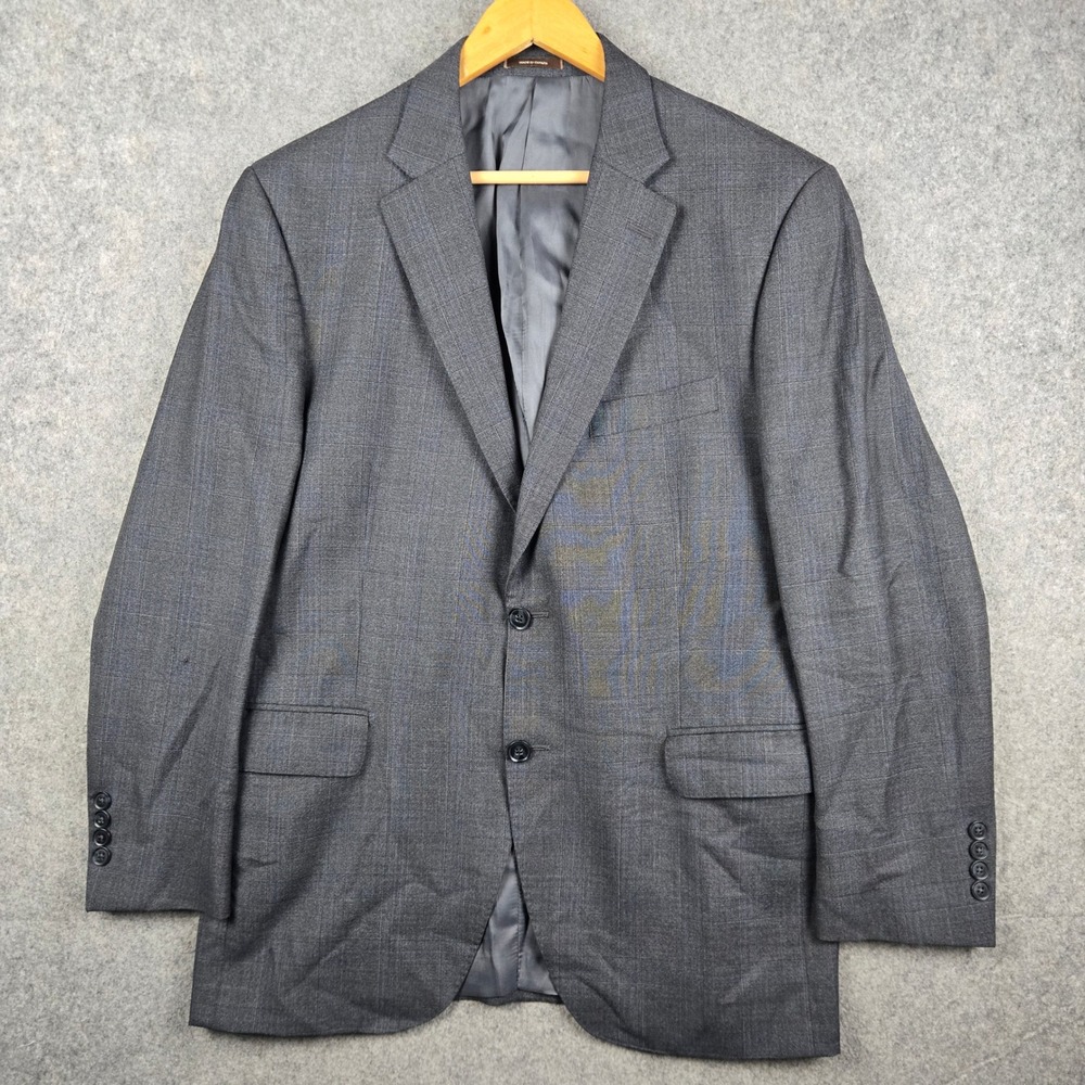 Peter Millar Sport Coat Mens 42R Gray Glen Plaid Wool Blazer Two Button Jacket